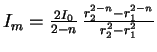 $I_m=\frac{2I_0}{2-n}\,\frac{r_2^{2-n}-r_1^{2-n}}{r_2^2-r_1^2}$